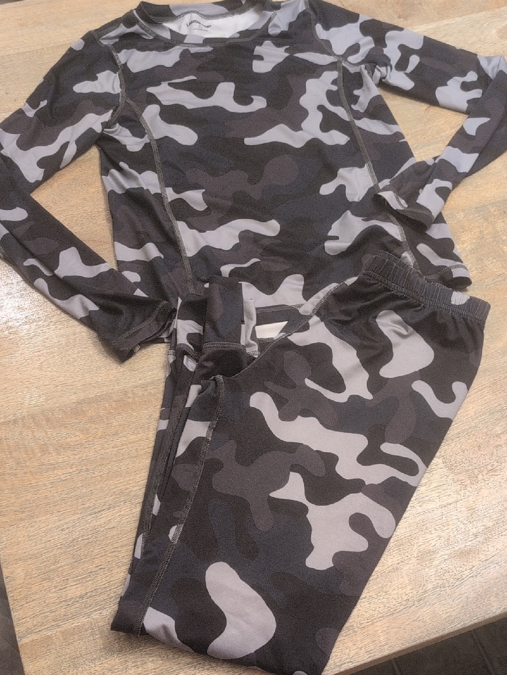 Lands' End Kids Black and Gray Camo Matching Set